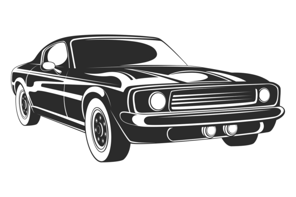 Download Muscle Car Icon. Black Vintage Auto Vehi - Auto Collection