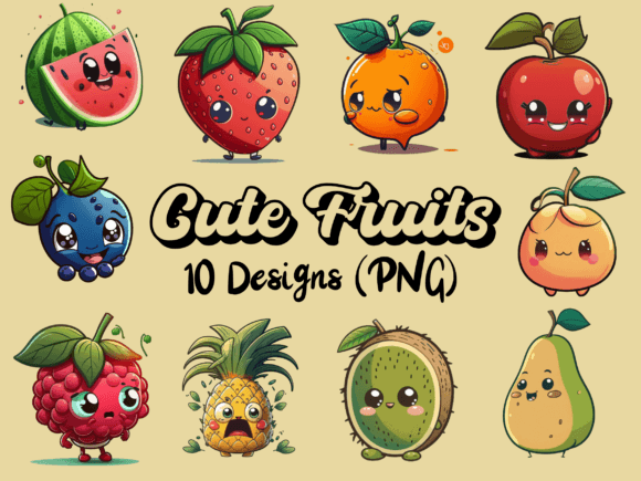 Download Sweet Faces: Cute Fruits Illustrations - Face Collection