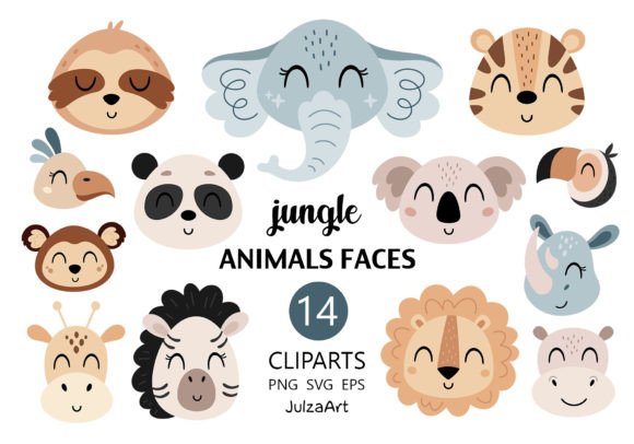 Download Safari Animal Faces Clipart, Animal Svg - Face Collection
