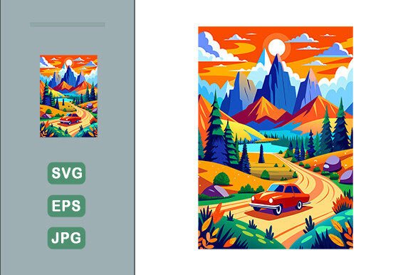 Download Auto Vector Landscape Background - Auto Collection