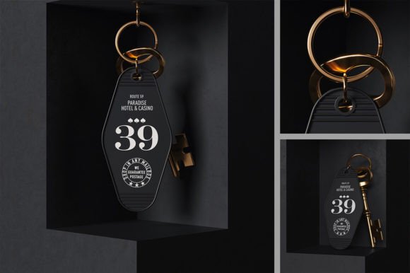 Download Hotel Keychain with Vintage Key Mockup - Hot Collection