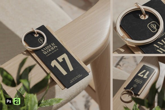 Download Wood and Acrylic Hotel Keychain Mockup - Hot Collection