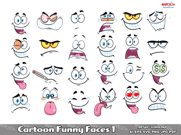 Download Cartoon Funny Faces Emoji Clipart 1. - Face Collection