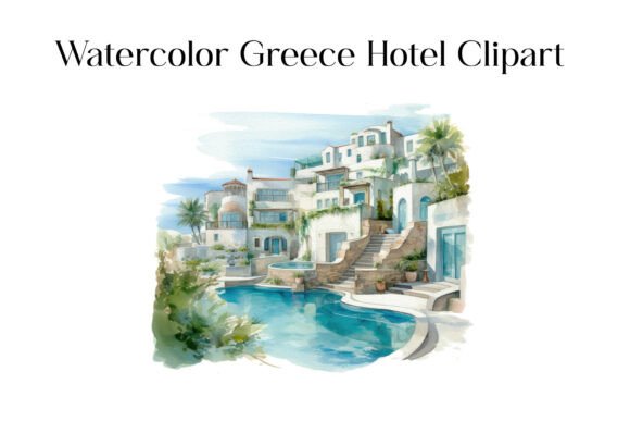 Download Watercolor Greece Hotel Clipart - Hot Collection