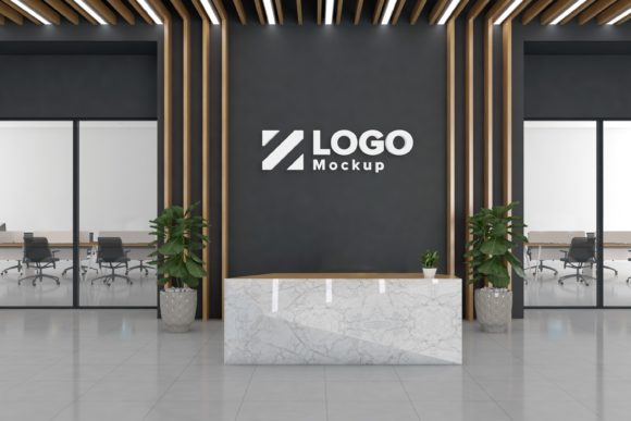 Download Office or Hotel Reception Logo Mockup - Hot Collection
